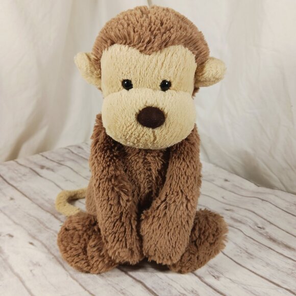 JellyCat Bashful Monkey Brown Tan Plush Stuffed Animal 12" - Picture 4 of 14
